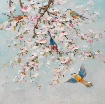 Картина на стекле 30х30 см Птицы акварель купить недорого в  интернет-магазине товаров для декора Бауцентр
