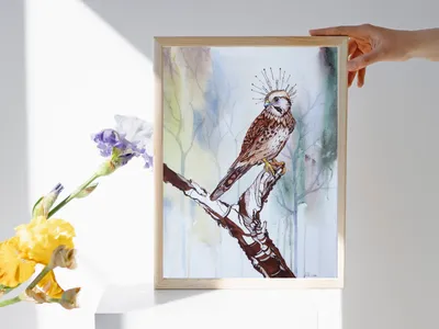 Картина маслом птицы воробьи с поталью SUHV81, Суханова Виктория -  рисованные картины на UkrainArt