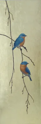 Картина по номерам Strateg ПРЕМИУМ Птицы в цветах с лаком размером ...