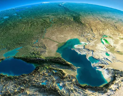 Каспийское море с высоты самолета - 64 фото
