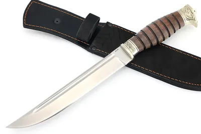 Нож Пластун (казачий пластунский нож) сталь булат, рукоять мельхиор, ясень  термоциклированный купить по цене 20 000 руб. в интернет магазине ножей