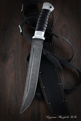 Нож v007 казачий пластунский (Литой булат, Наборная кожа, Алюминий)  bssb-0148 купить по цене 23700 руб