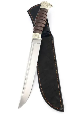 Нож Пластун (казачий пластунский нож) сталь кованая Х12МФ, рукоять  мельхиор, венге купить по цене 15 500 руб. в интернет магазине ножей