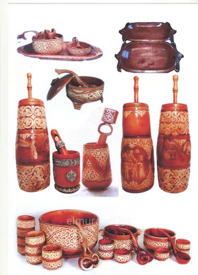 Чайный набор с изображением казахского орнамета на две персоны (id 8826821)