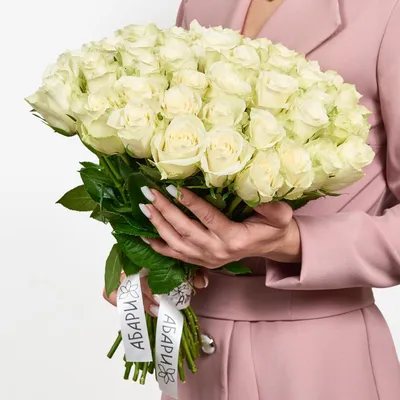 51 кенийская роза White 40 см - Сантини - Магазин Цветов Santini