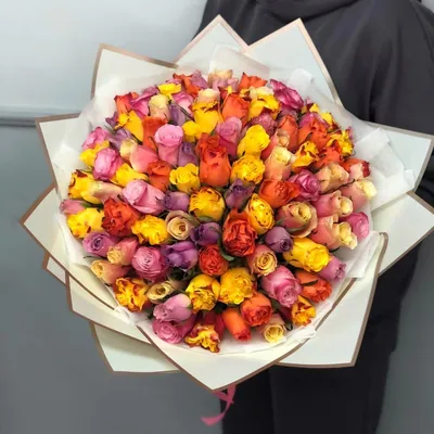 101 Кенийская розовая роза в упаковке доставка в Улан-Удэ | Цветочная лавка