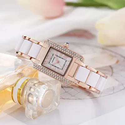 Часы наручные женские на керамическом браслете с камнями LONGBO 13253313  купить в интернет-магазине Wildberries