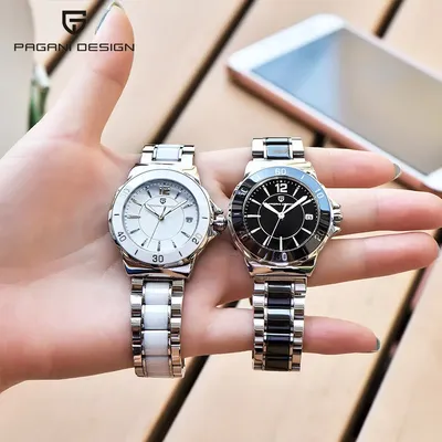 Купить BEE SISTER BS женские черно-белые керамические наручные часы деловые часы  женские часы кварцевые часы из нержавеющей стали | Joom