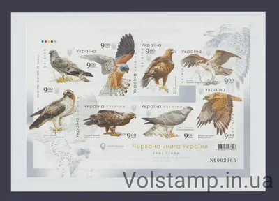Купить 2020 малый лист без перфорации Хищные птицы Украины Фауна №1852-1859