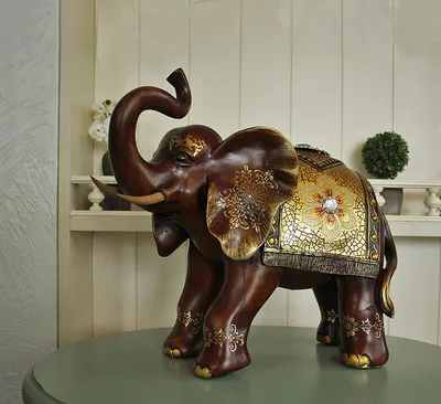 Купить Статуя Золотого Слона Фэн-Шуй Домашний Декор Новый Хобот Слона  Скульптура Украшения | Joom