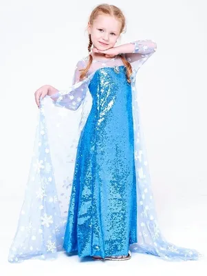 WOW_SHOP_KIDS Новогоднее Длинное платье Эльза Холодное сердце с набором