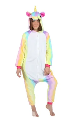 Радужный Единорог пижама Кигуруми, костюм для детей и взрослых