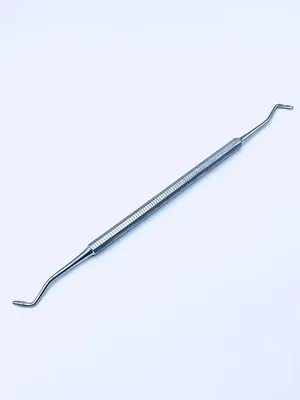 Пушер (шабер) для педикюра, цельнометаллический двусторонний, с удобной  толстой ребристой ручкой H-1401