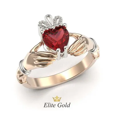 Авторское кладдахское кольцо Red Heart Petite купить от 19096 грн |  EliteGold.ua