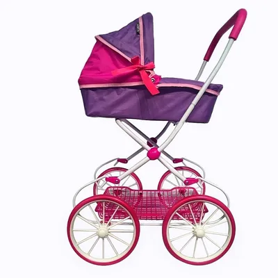Купить Классическая кукольная коляска на больших колесах цвет  фиолетовый+фуксия 603-1_RT Классические коляски для кукол | Универмаг V4:  Товары для детей