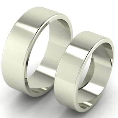 NV20 Обручальные кольца из белого золота. Материал Золото 585 пробы, Цвет  металла белый, Толщина 1.5 мм, Ширина 2.45 мм, Вес пары 5 грамм,