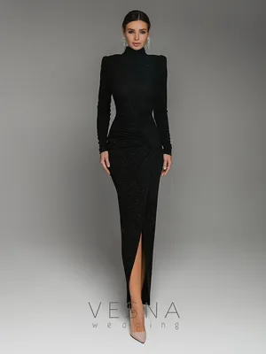 Вечернее платье с рукавами чёрного цвета купить в Москве