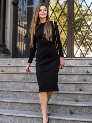 Классическое черное платье для полных (ID#1643096923), цена: 1019 ₴, купить  на Prom.ua
