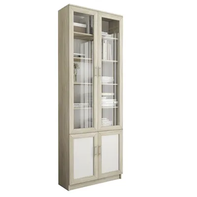 книжный шкаф для дома KARELIA-800 со стеклянными дверцами (глубиной 300 мм)