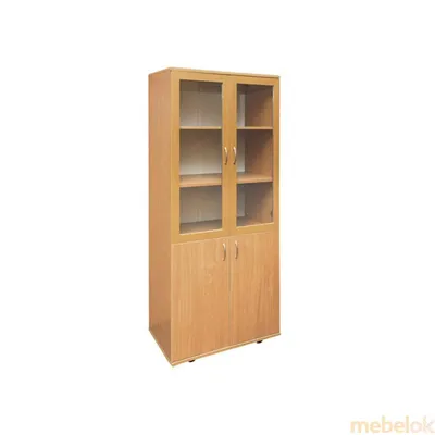 Деревянный книжный шкаф со стеклянными дверцами купить со скидкой 25%