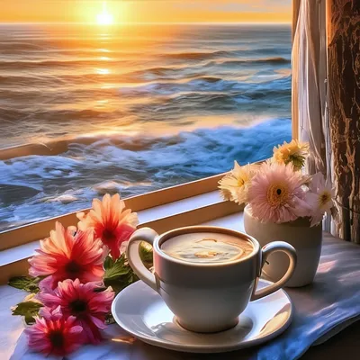 кофе на фоне моря - Поиск в Google | Coffee cups, Coffee, Coffee art