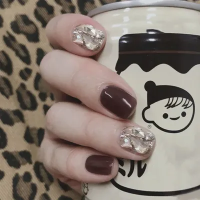 JOEEE молочный кофе медведь сладкий лук в съемных накладных ногтях дизайн  ногтей | AliExpress