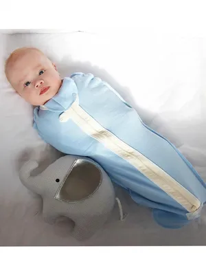 Евро пеленка кокон Звездочки Молочно-голубая на липучках 0-3 месяца для  новорожденных мальчиков