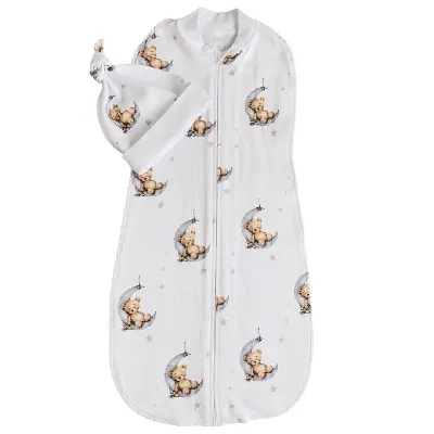 Пеленка кокон для новорожденных на молнии с шапочкой Embrace  Белый/Светло-коричневый от 0 до 3 мес pkzn001-1 купить | Mammyclub