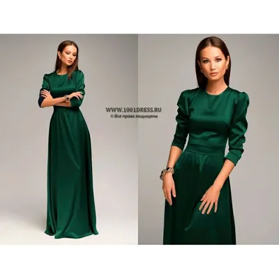 maxi dress Платье длины макси изумрудное с длинным рукавом DM00206GR |  Вечерние платья, Платья, Длинные платья