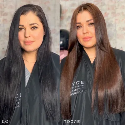 Колорирование черных волос фото до и после 82 фото
