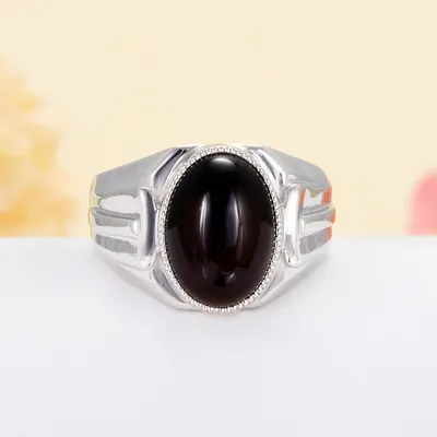 Кольцо с черным агатом в позолоте от RINGSTONE / материал Серебро ᐉ Купить  за 11 600 ₽