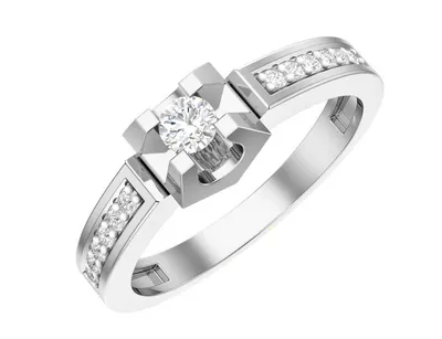Классическое обручальное кольцо из белого золота с бриллиантами от  ювелирного бренда Alchemica Jewelry