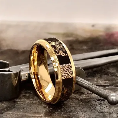 Обручальное кольцо из черного золота \"Древесное\" (узкое) от ювелирного  бренда Alchemica Jewelry