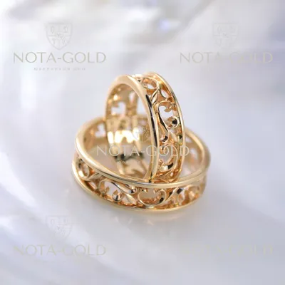 Парные обручальные кольца из красного золота, с бриллиантами, 585 пробы в  Москве, цена 116400 руб.: купить