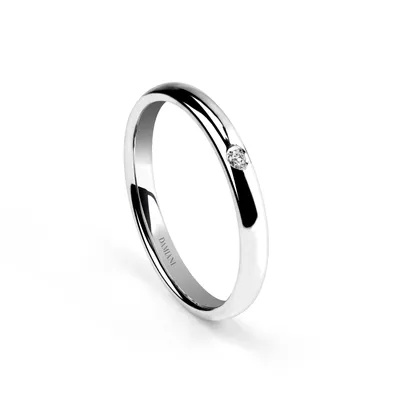 Platinum wedding band with diamond, 2,50 mm. | DAMIANI