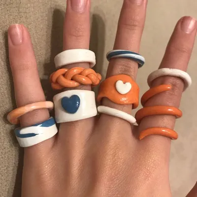 Polymer clay chunky rings | Глиняные украшения, Глиняные поделки,  Керамические изделия своими руками