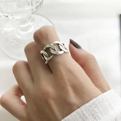 Женские широкие кольца из серебра 925 пробы, винтажные открытые кольца с  квадратной полосой, изящная Подарочная бижутерия | AliExpress