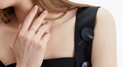 4661- Кольцо из серебра на две фаланги с подвесками-цирконами огранки  бриолет – купить в интернет-магазине, цена, заказ online