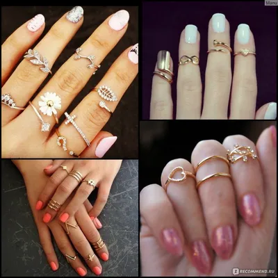 Купить Кольца на фаланги пальцев Fashion Set серебристого цвета (8 шт) в  интернет магазине бижутерии lanko.com.ua