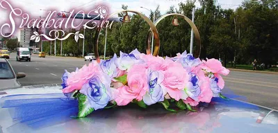 Украшения на машину на свадьбу Уфа - свадебные кольца и цветы на авто