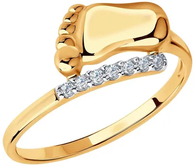 Золотое кольцо на рождение ребенка ''Пяточка'' SOKOLOV 016675 с фианитами —  купить в AllTime.ru — фото, отзывы