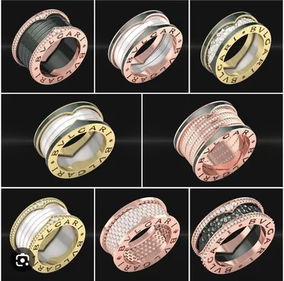 Женское золотое кольцо с дорожкой камней в стиле Bvlgari b.Zero Ring 058 :  купить в Киеве. Цена в интернет-магазине SkyGold