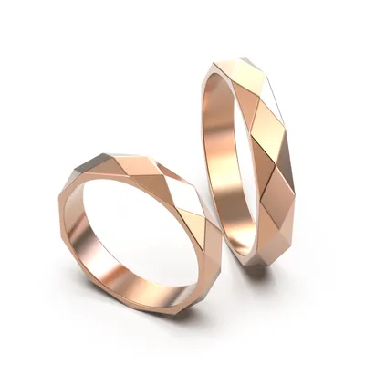 Купить Необычное обручальное кольцо с ромбовидной алмазной гранью из  красного золота Артикул:075110 Размер:17(р) Вес:3,14г
