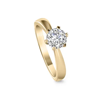 Кольцо \"Diamond Forever\"- колыбель для бриллианта.. Желтое золото 585  пробы. Центральный бриллиант круглый от 0.25 до 5.25 карат