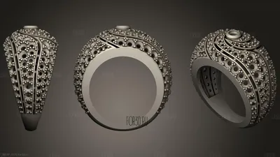 Ювелирные перстни и кольца - 3D Кольца с Драгоценными камнями, JVLRP_0255 |  3D модель для ЧПУ станка