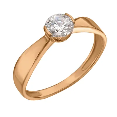 Купить золотое кольцо с фианитом в родированном касте 000101694 ✴️в Zlato.ua