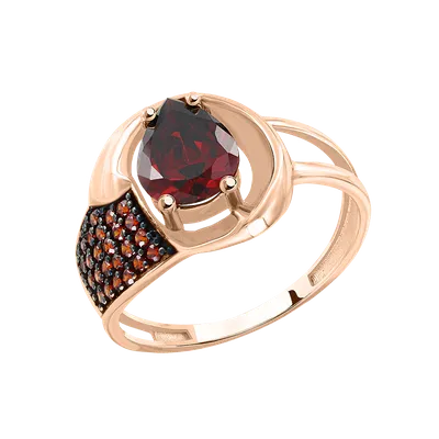 Серебряное кольцо с гранатом Джейн 2 БР-8107821 - купить Серебряные кольца  с натуральными камнями в интернет магазине GSW