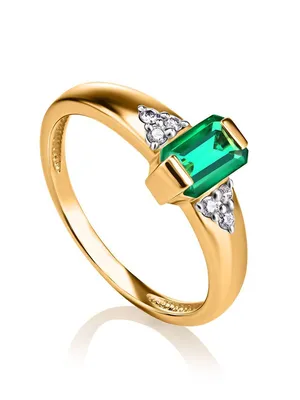 Кольца :: Кольца из золота :: Бриллиант :: Изумруд :: Изысканное золотое  кольцо с изумрудом и бриллиантами «Оазис»