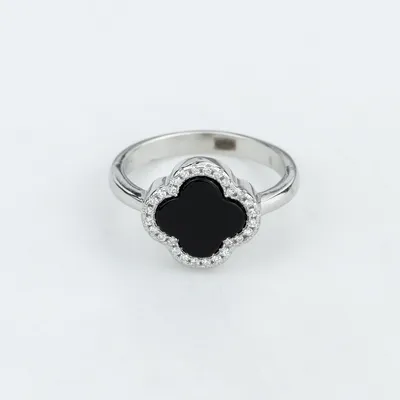 Серебряное брендовое кольцо с ониксом и золотом (ID#87835214), цена: 725 ₴,  купить на Prom.ua