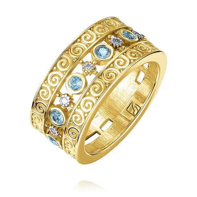Серебряное кольцо с золотом и желтым топазом купить в Германии по выгодной  цене!